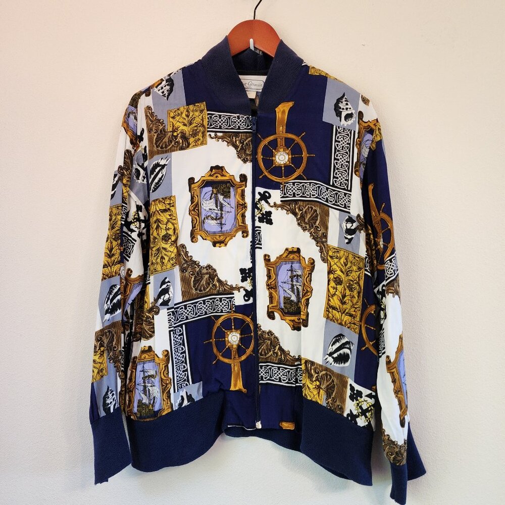 Saint Germain Paris Women M Nautical Theme Light Jacket Old Money Vtg Retro 80'